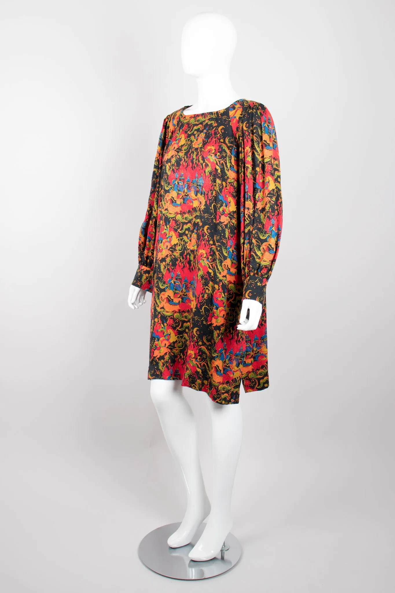 Silk Mongolian Print Dress