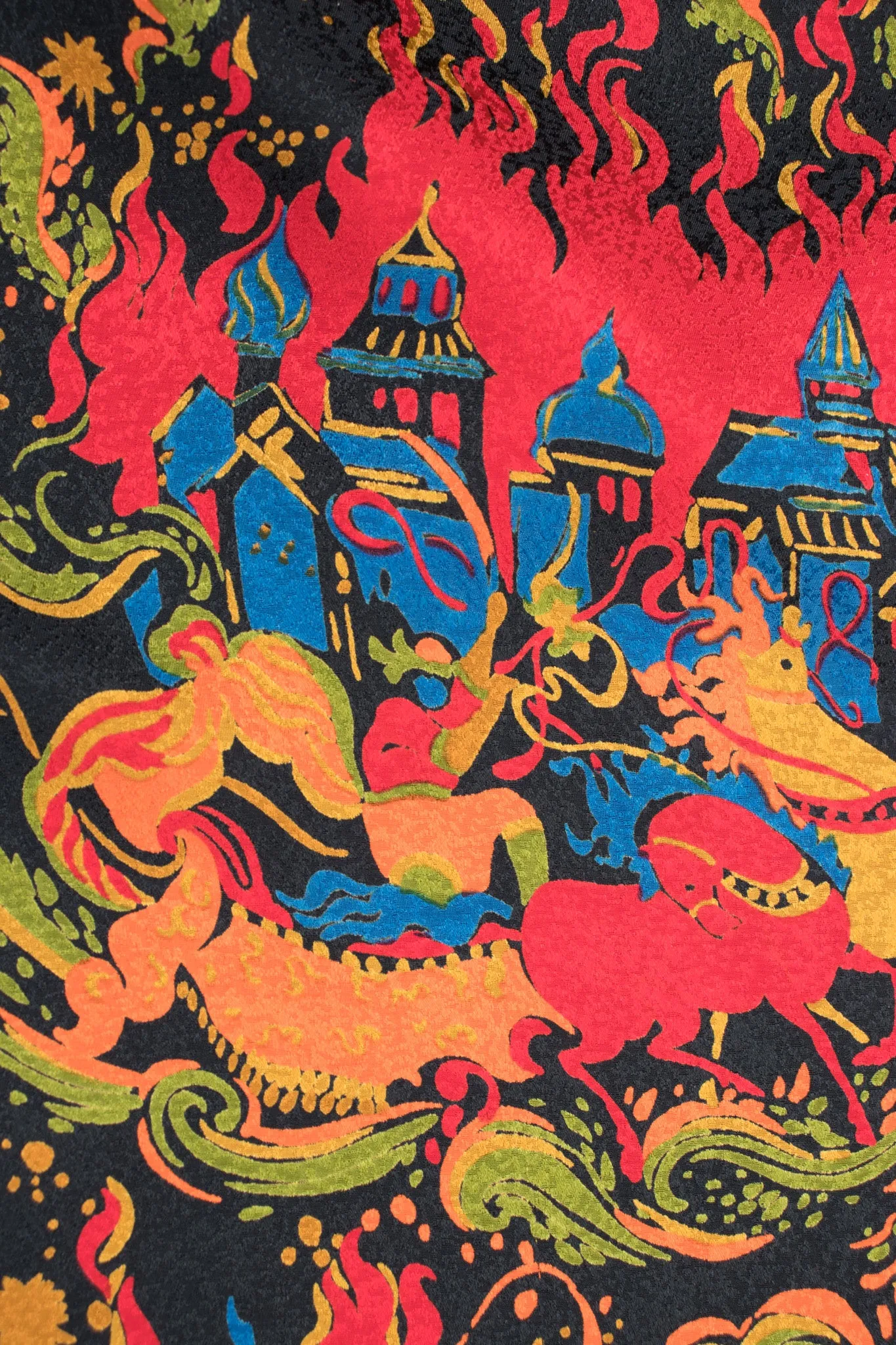 Silk Mongolian Print Dress