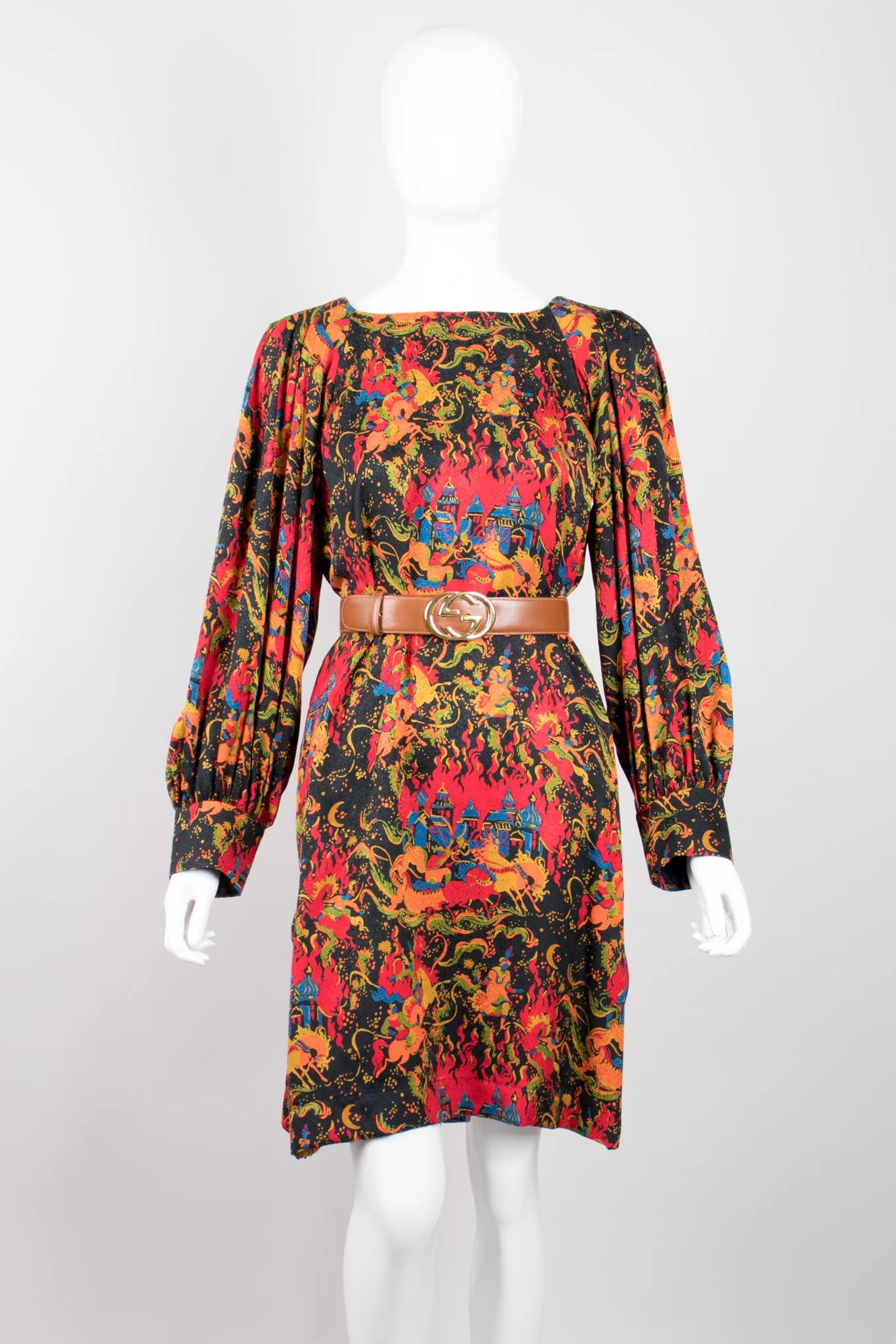 Silk Mongolian Print Dress