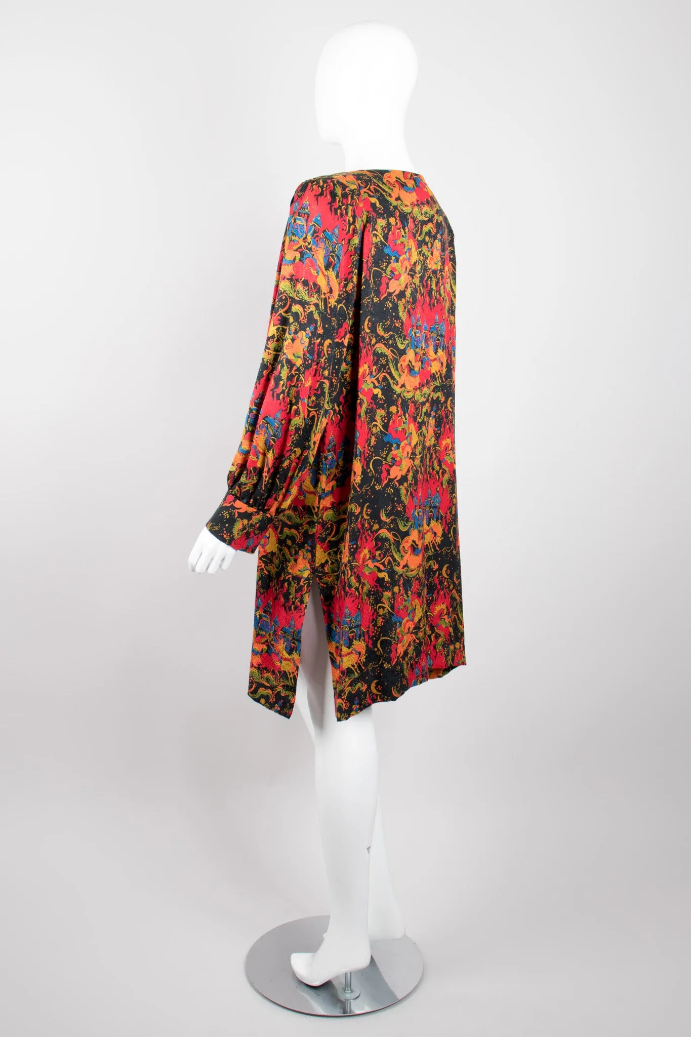 Silk Mongolian Print Dress