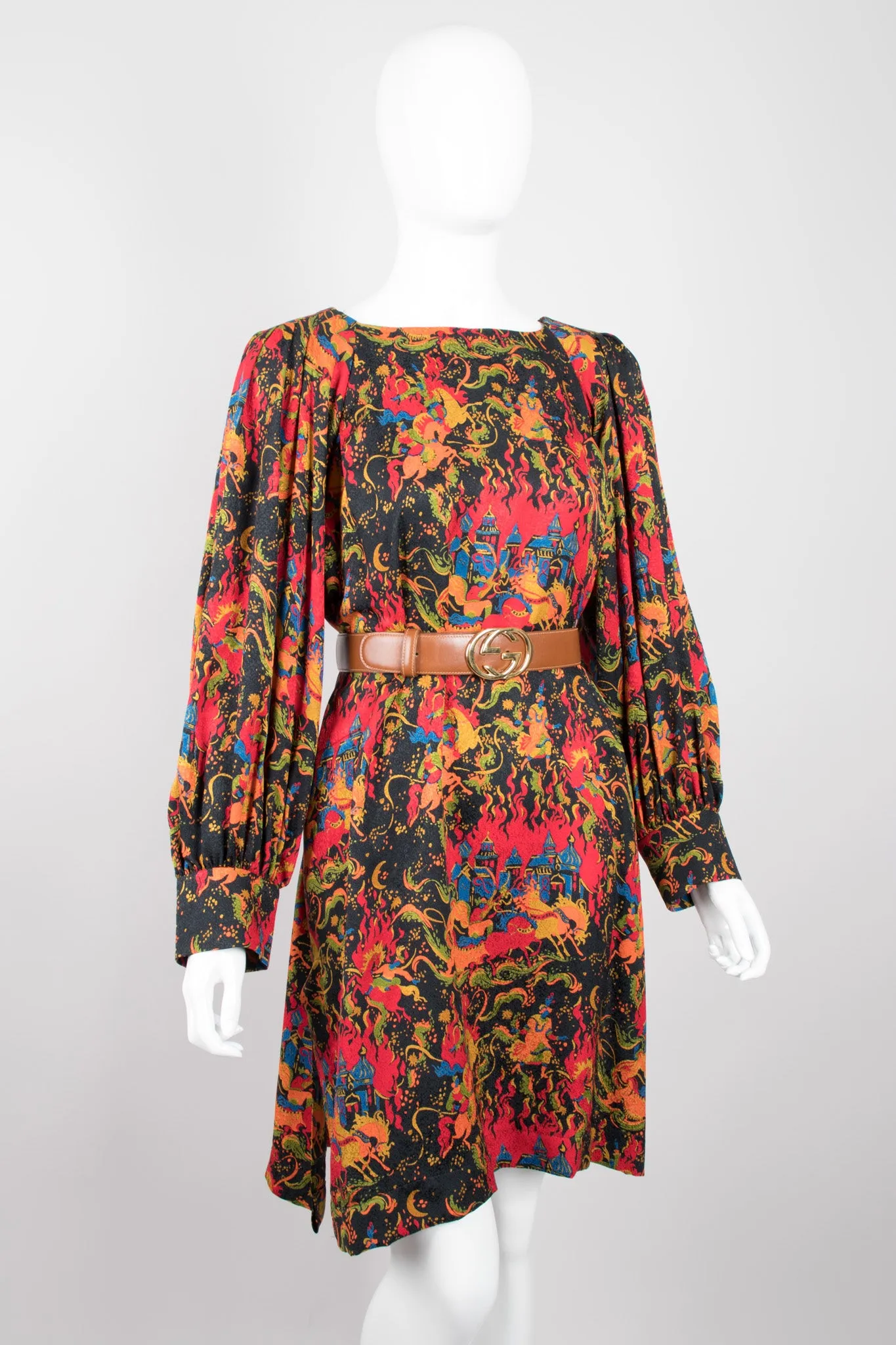 Silk Mongolian Print Dress