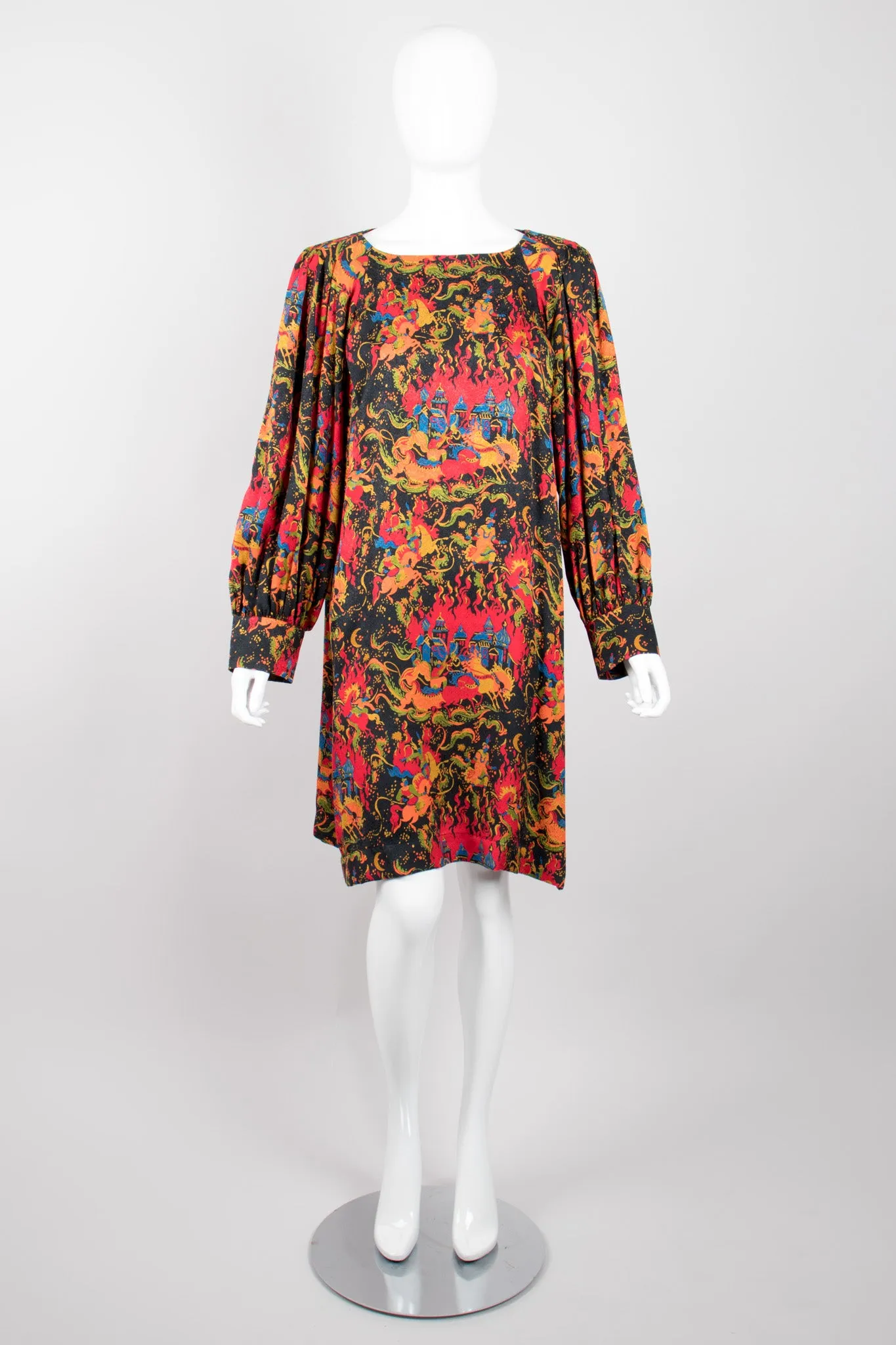 Silk Mongolian Print Dress