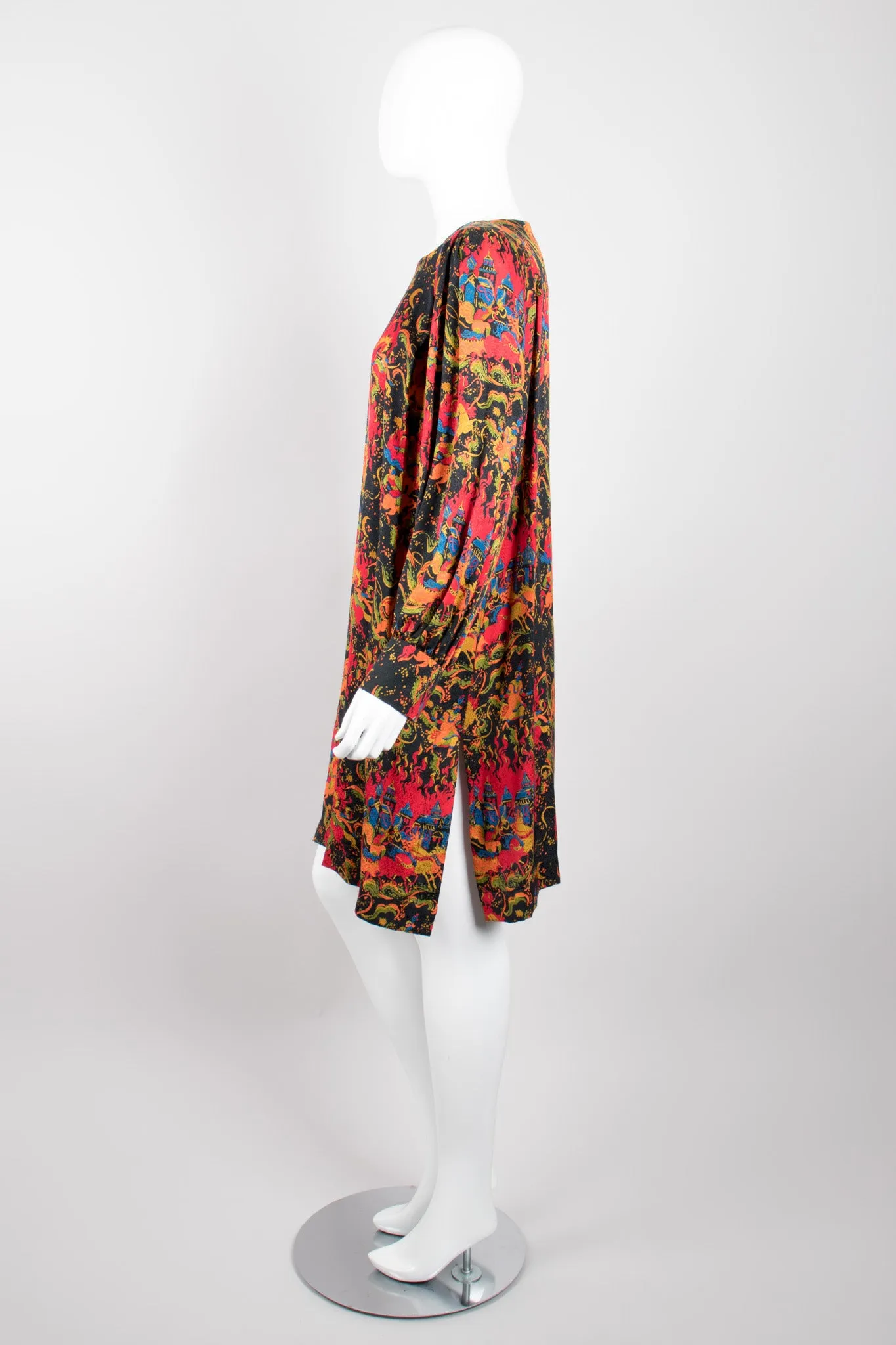 Silk Mongolian Print Dress