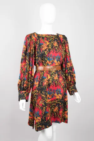 Silk Mongolian Print Dress