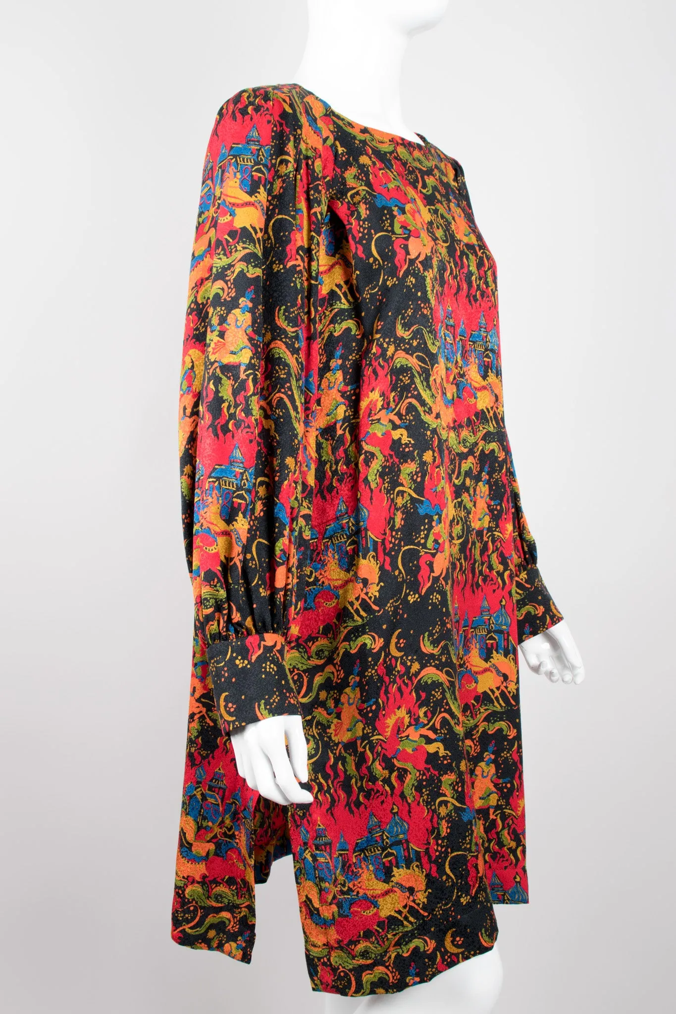 Silk Mongolian Print Dress
