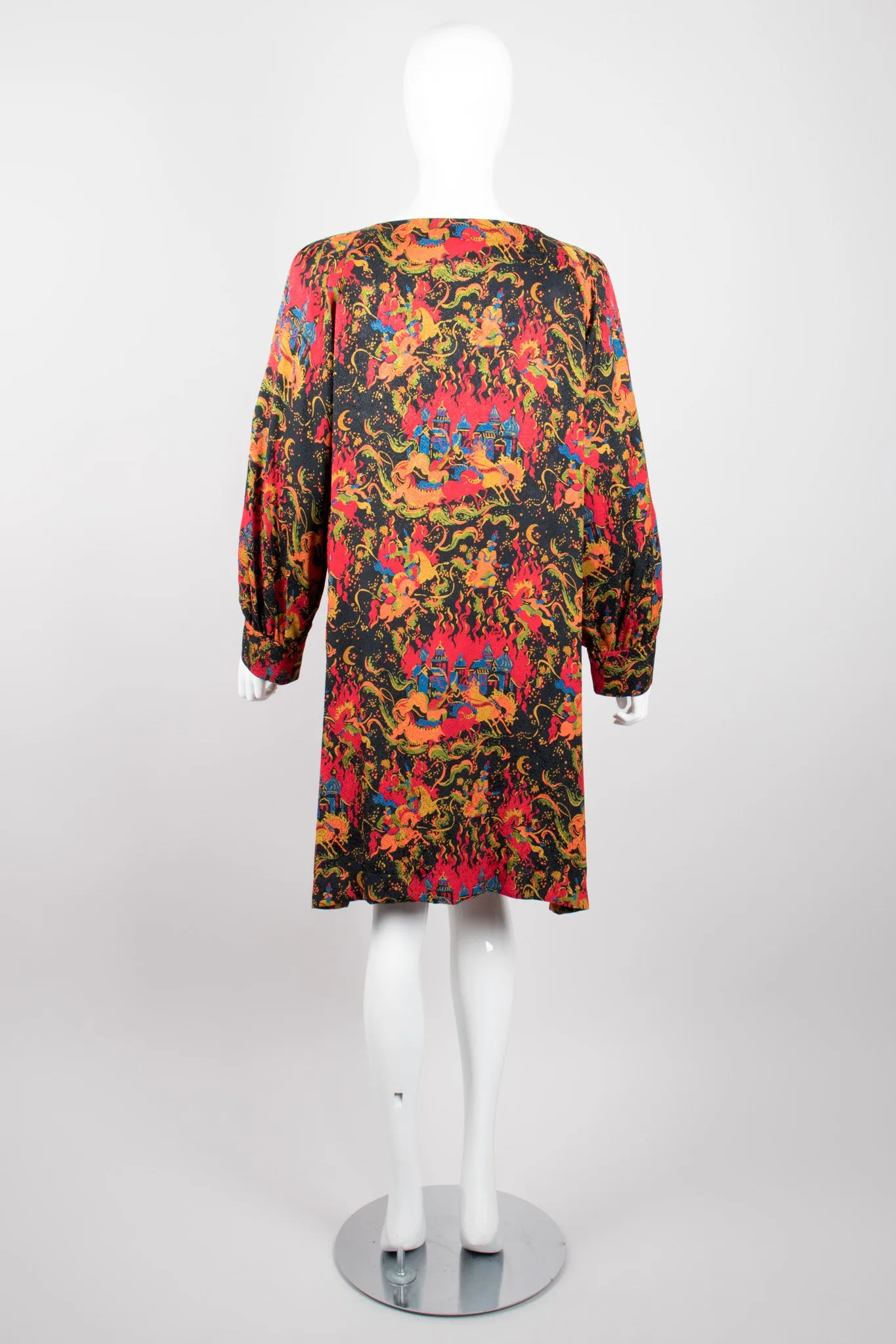 Silk Mongolian Print Dress