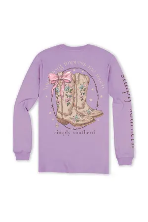 Simply Southern Plus Size Long Sleeve Impress T-Shirt for Women in Lilac | EXT-LS-IMPRESS-LILAC
