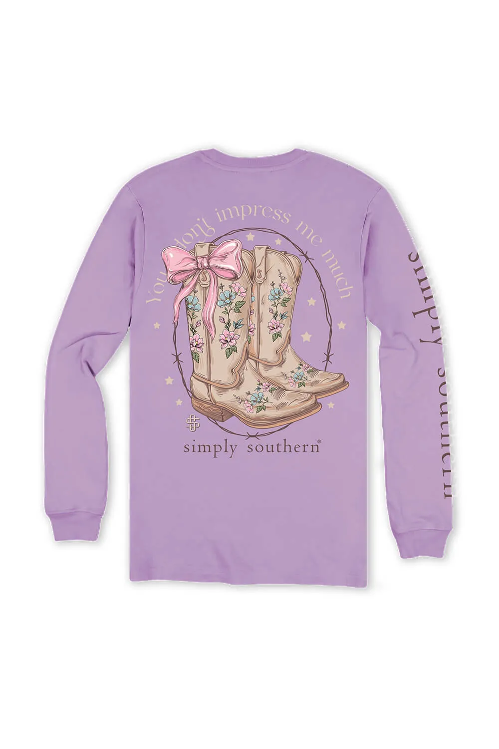 Simply Southern Plus Size Long Sleeve Impress T-Shirt for Women in Lilac | EXT-LS-IMPRESS-LILAC