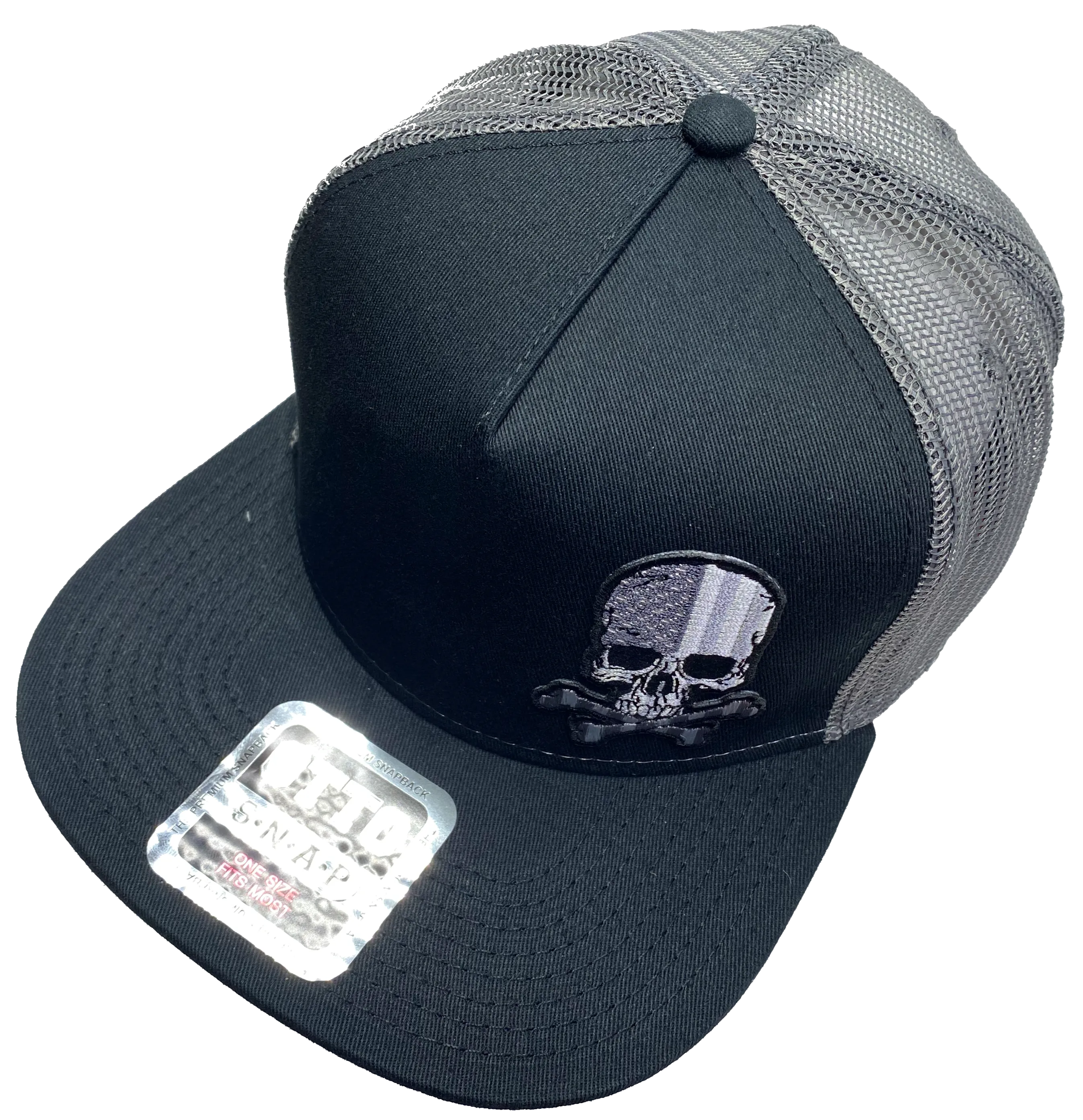 Skull Flag Flat Bill Snapback Cap