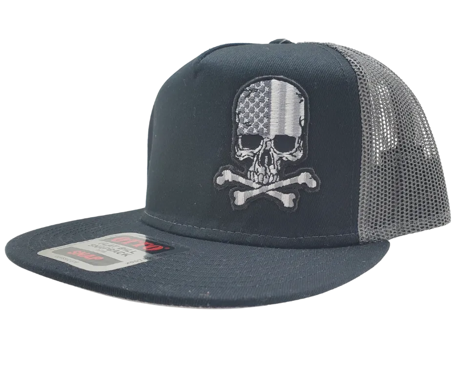 Skull Flag Flat Bill Snapback Cap