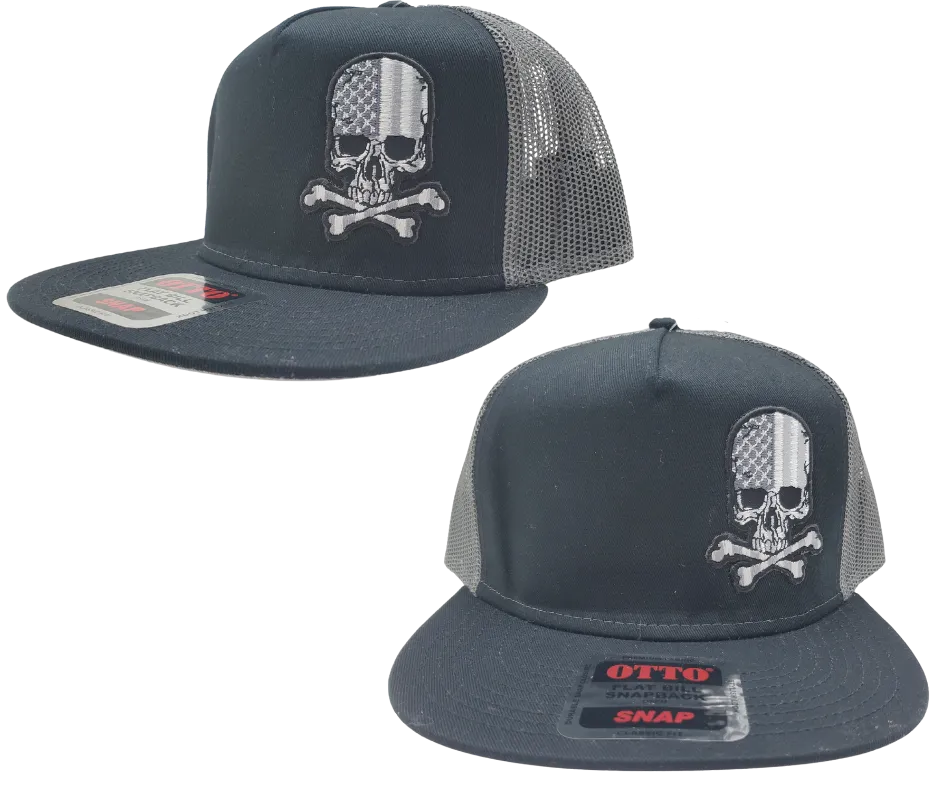Skull Flag Flat Bill Snapback Cap