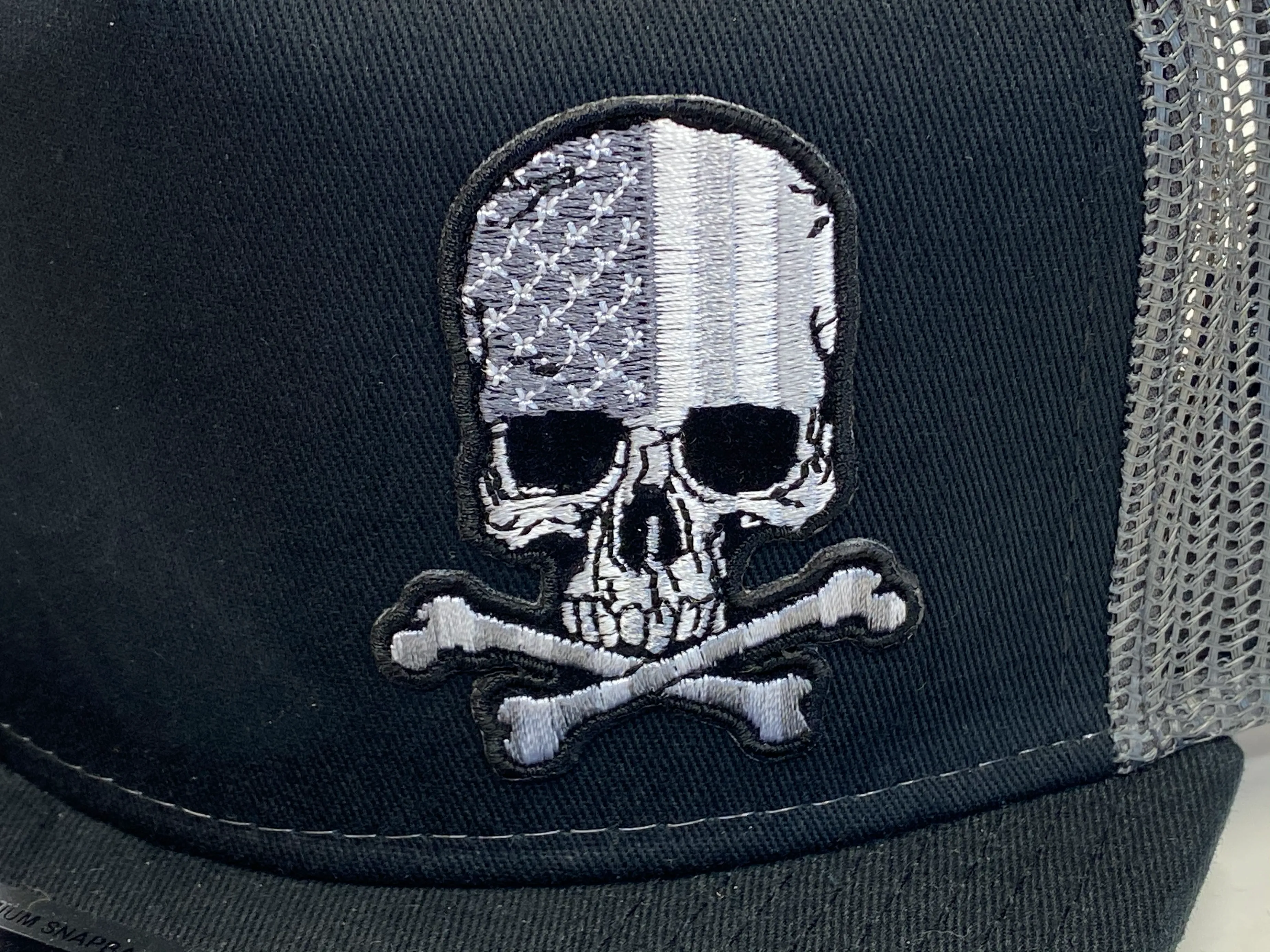 Skull Flag Flat Bill Snapback Cap