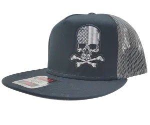 Skull Flag Flat Bill Snapback Cap