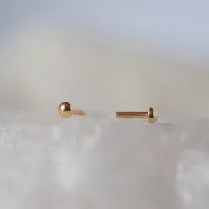 Solid 14k Gold Threadless Post with Dome Back