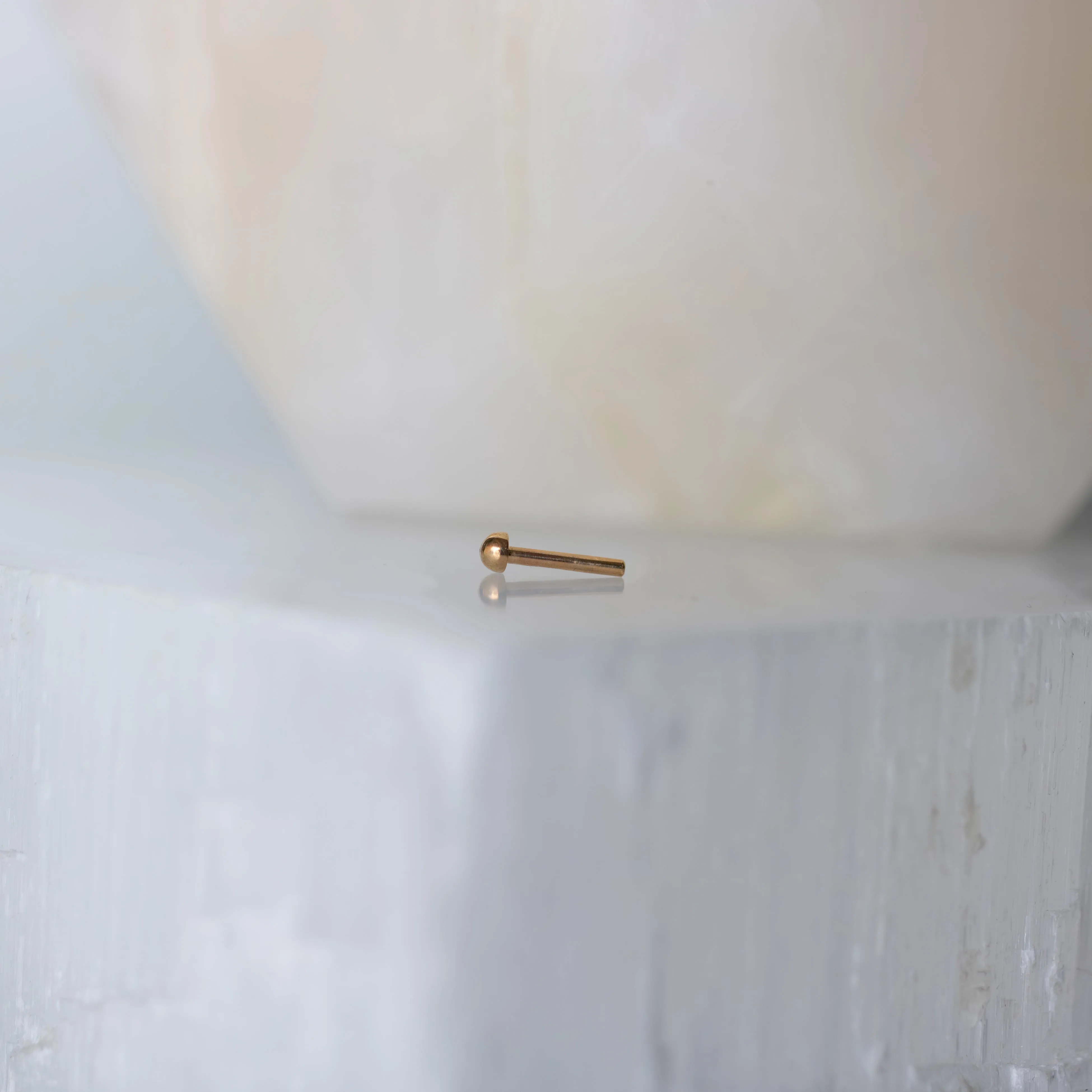 Solid 14k Gold Threadless Post with Dome Back