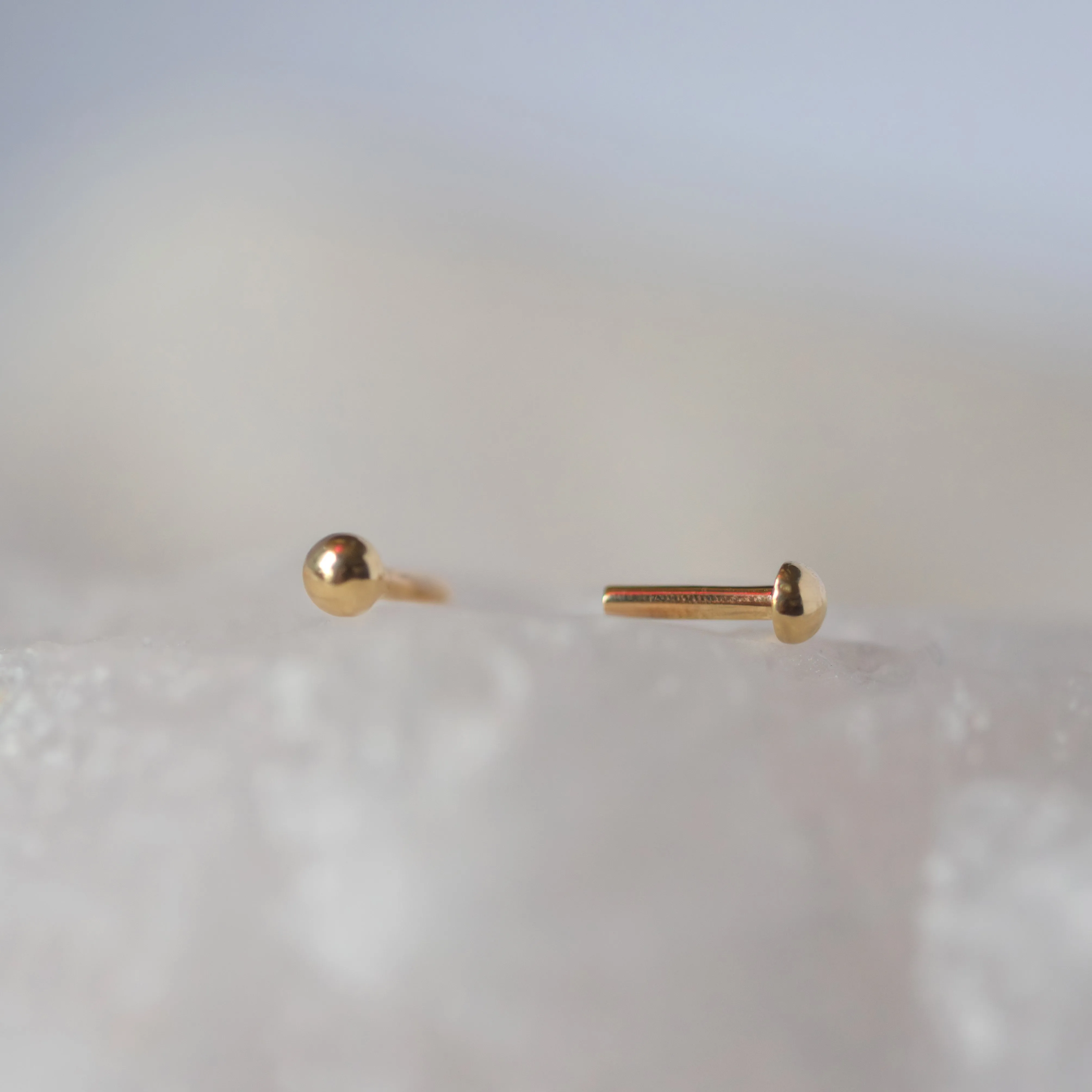 Solid 14k Gold Threadless Post with Dome Back