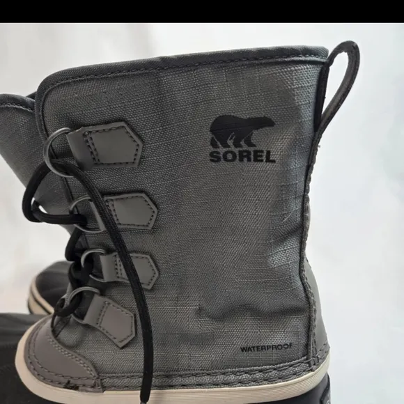Sorel Womens Winter Sz 8.5 Carnival Waterproof Boot Gray Missing Faux Fur