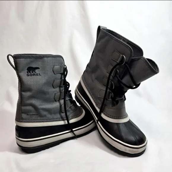 Sorel Womens Winter Sz 8.5 Carnival Waterproof Boot Gray Missing Faux Fur