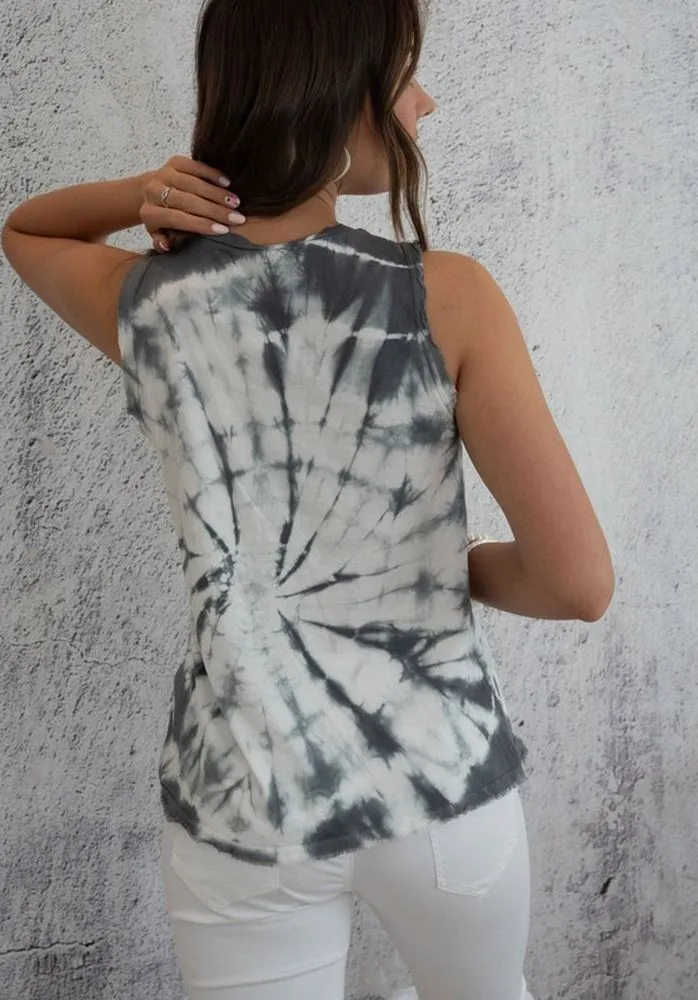Spiral Tie Dye Sleeveless Tank Top