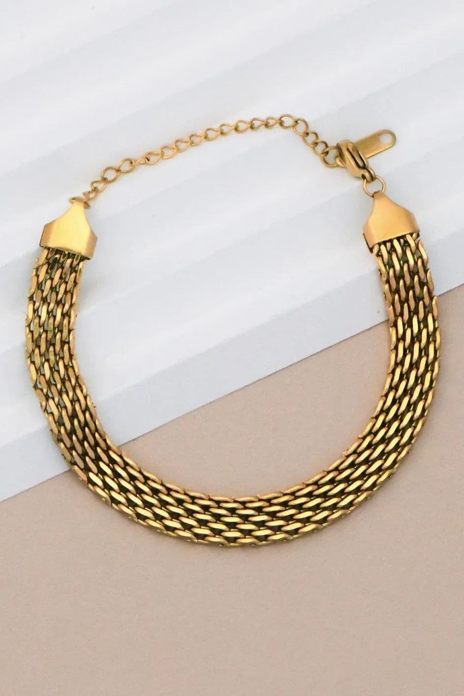 Stainless Steal Chunky Chain Bracelet In Gold