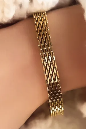 Stainless Steal Chunky Chain Bracelet In Gold