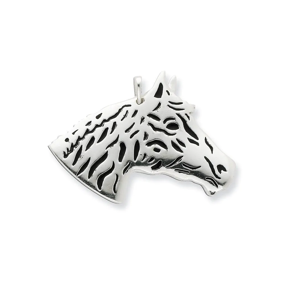 Sterling Silver Enameled Horse Head Pendant