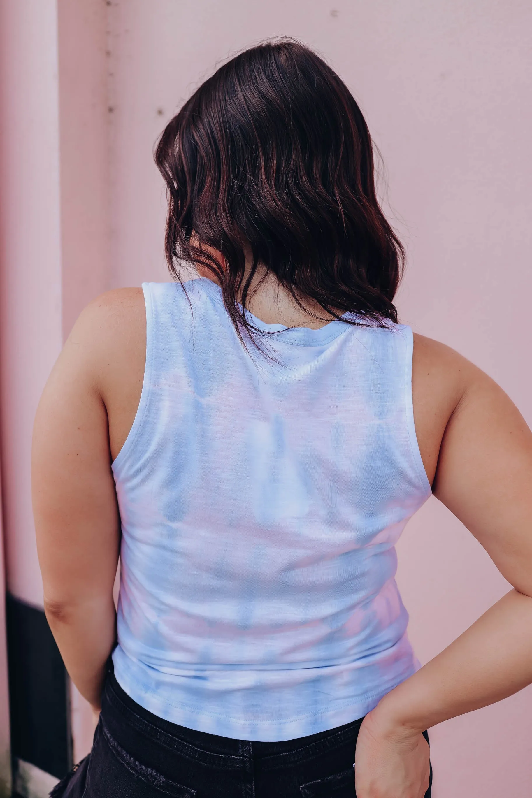 Summer Days Bleach Wash Tank - Blue