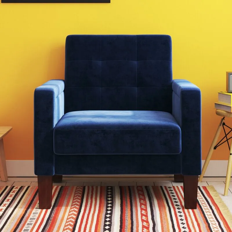 Super Comfortable Blue Velvet Ridenhour Armchair by Wrought Studio! Retails $556 