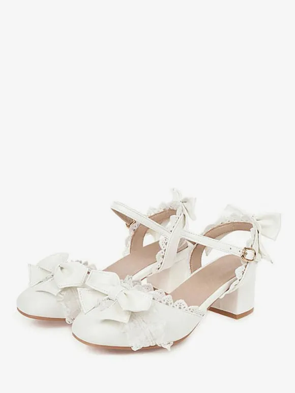 Sweet Lolita Sandals Bows Ruffles Round Toe PU Leather Pink Lolita Summer Shoes