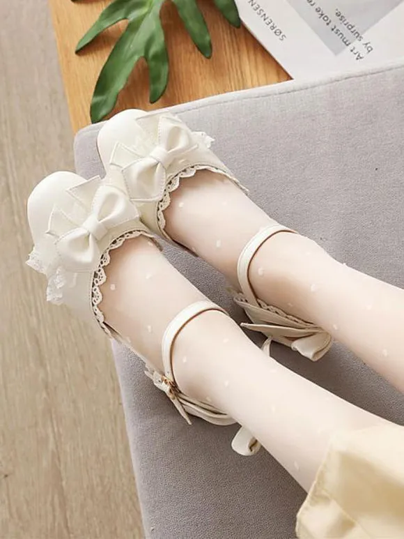Sweet Lolita Sandals Bows Ruffles Round Toe PU Leather Pink Lolita Summer Shoes