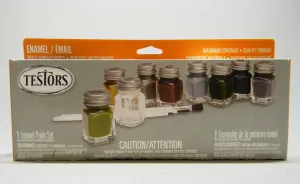 TESTORS ENAMEL PAINT SET - MILITARY 8 COLORS 281229