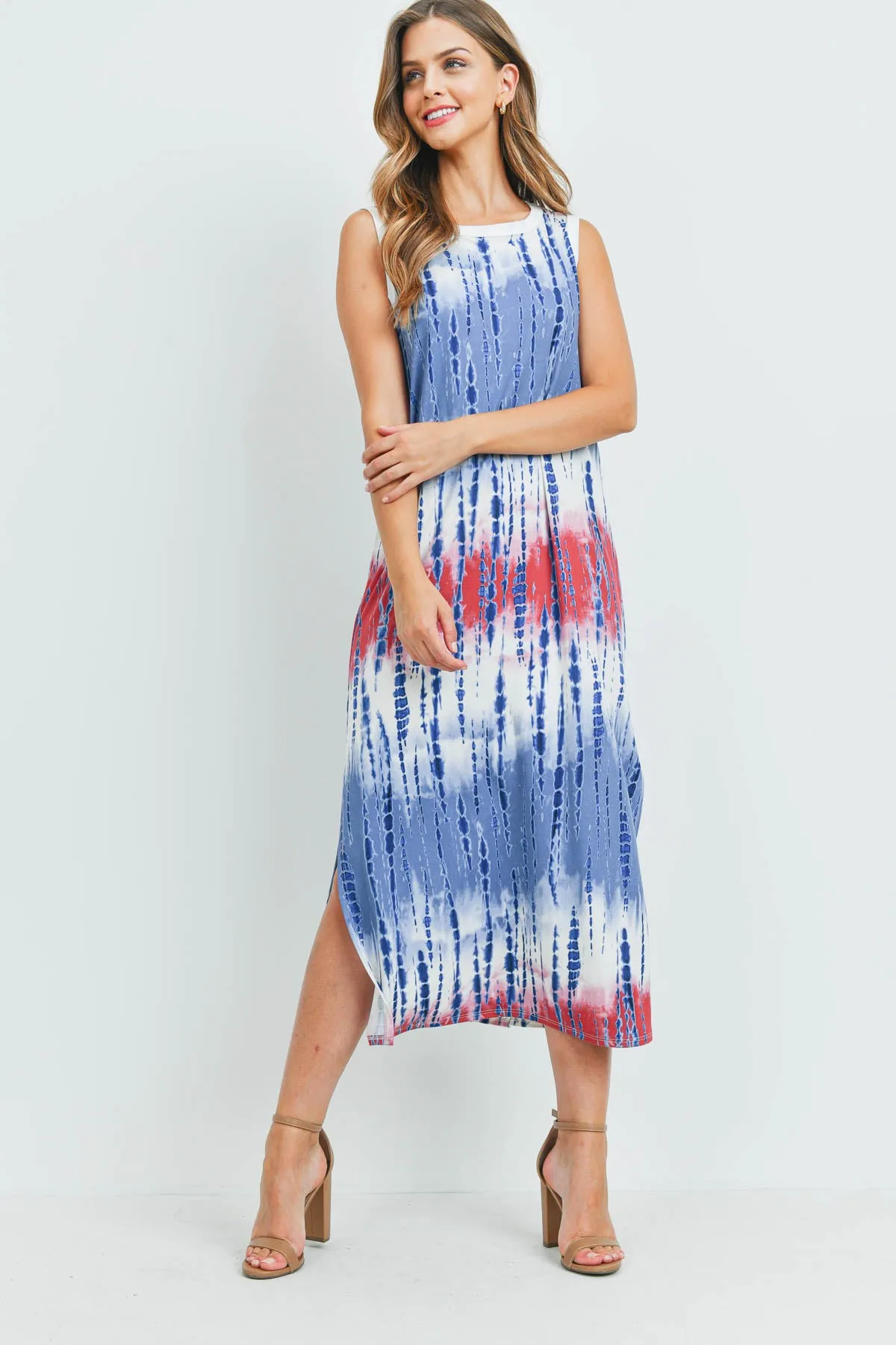 Tie Dye Tank Dress with Side Slit