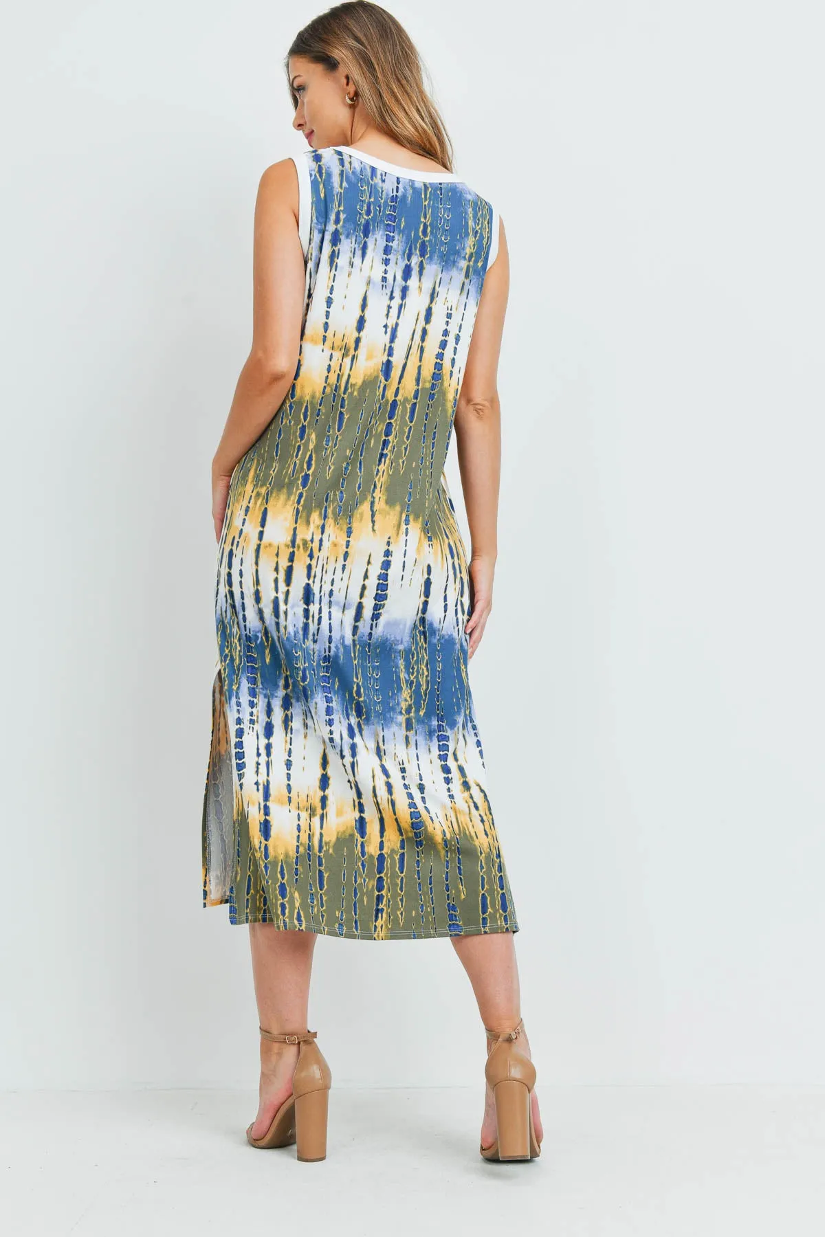 Tie Dye Tank Dress with Side Slit