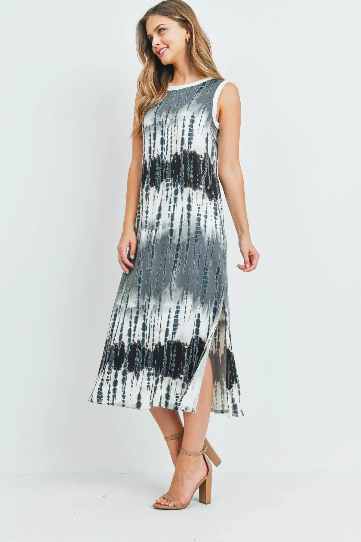 Tie Dye Tank Dress with Side Slit