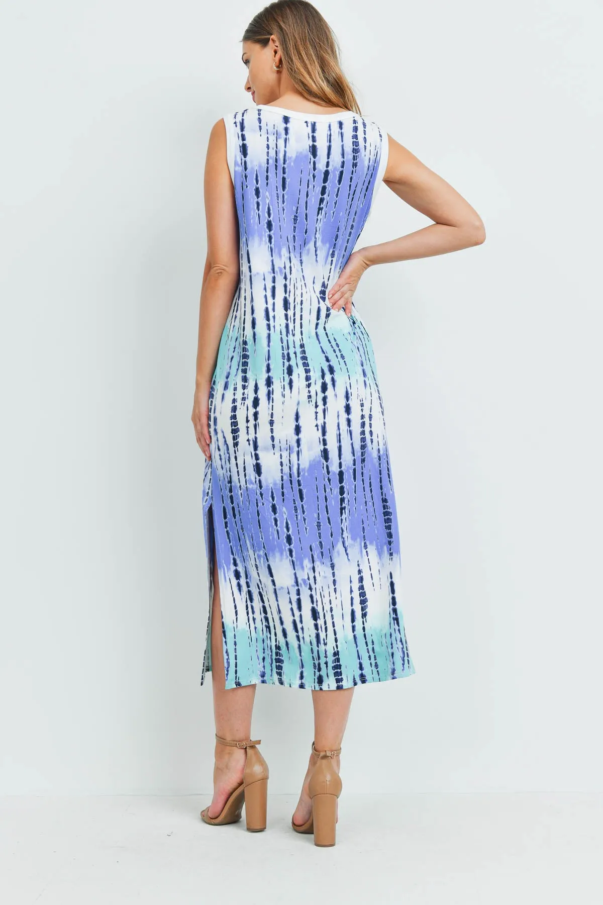 Tie Dye Tank Dress with Side Slit
