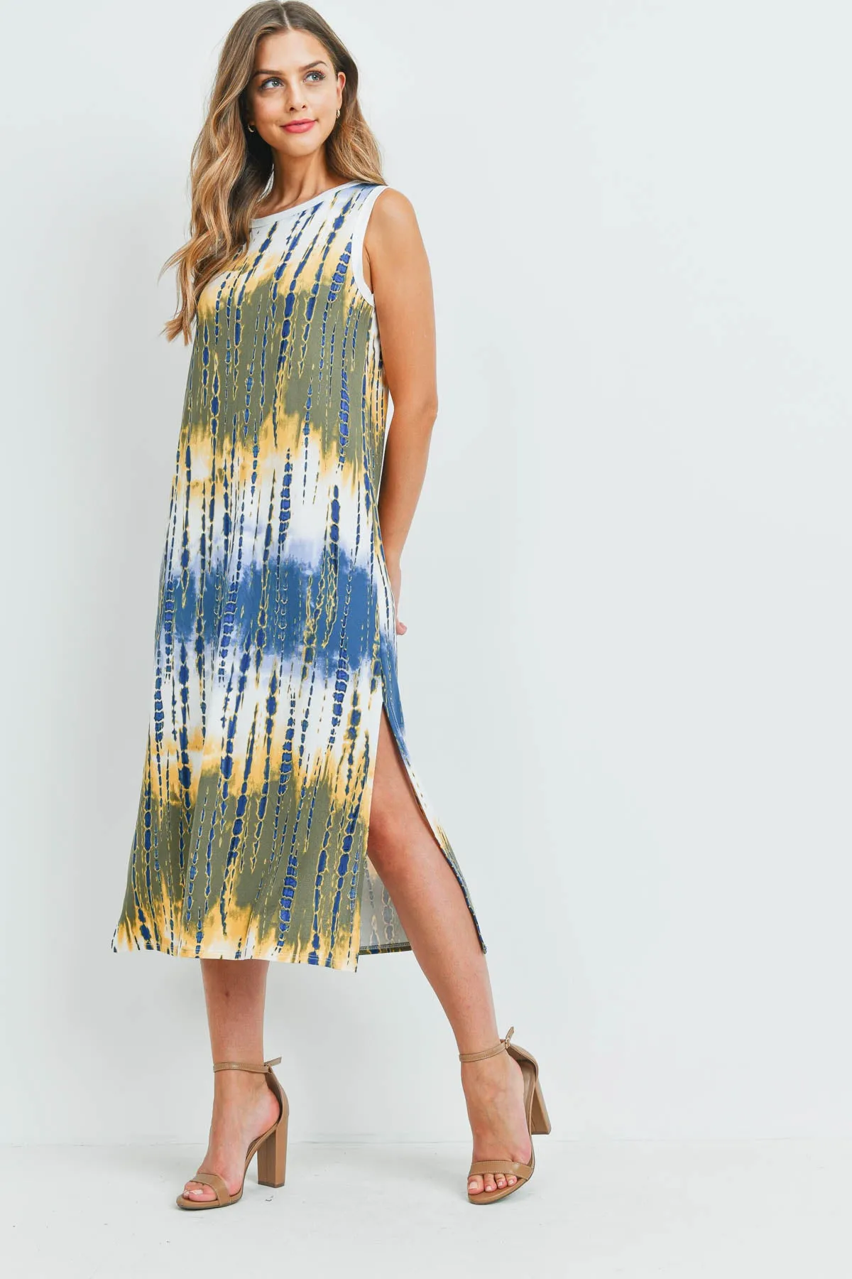 Tie Dye Tank Dress with Side Slit