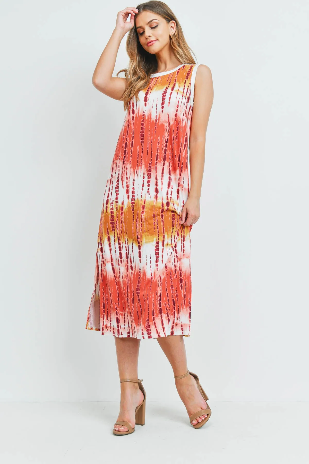 Tie Dye Tank Dress with Side Slit