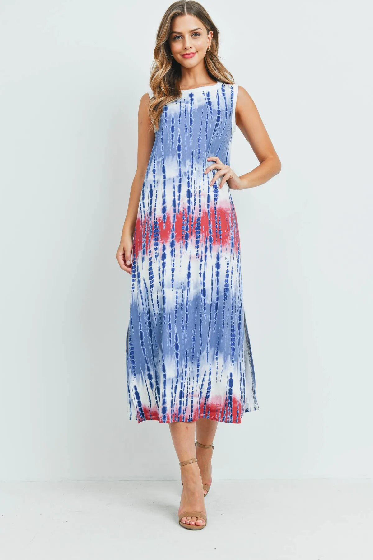 Tie Dye Tank Dress with Side Slit