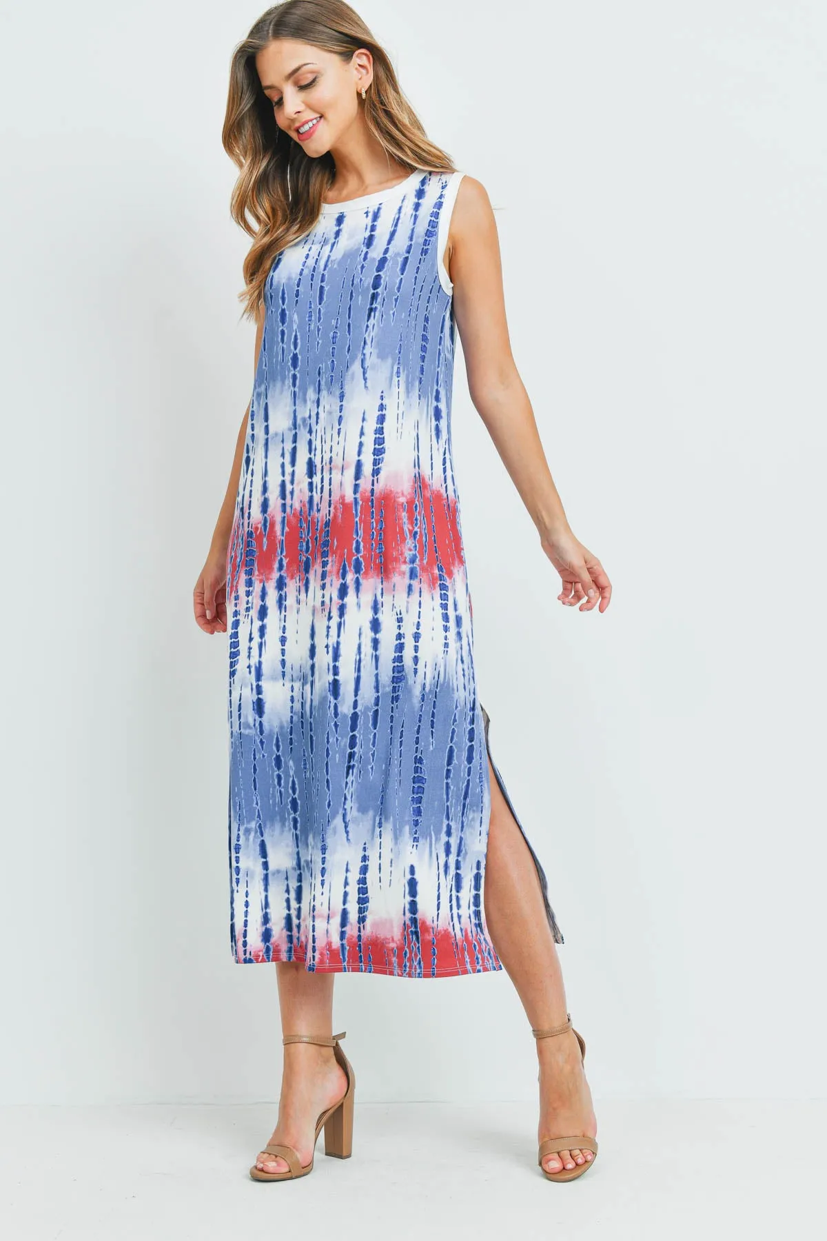 Tie Dye Tank Dress with Side Slit