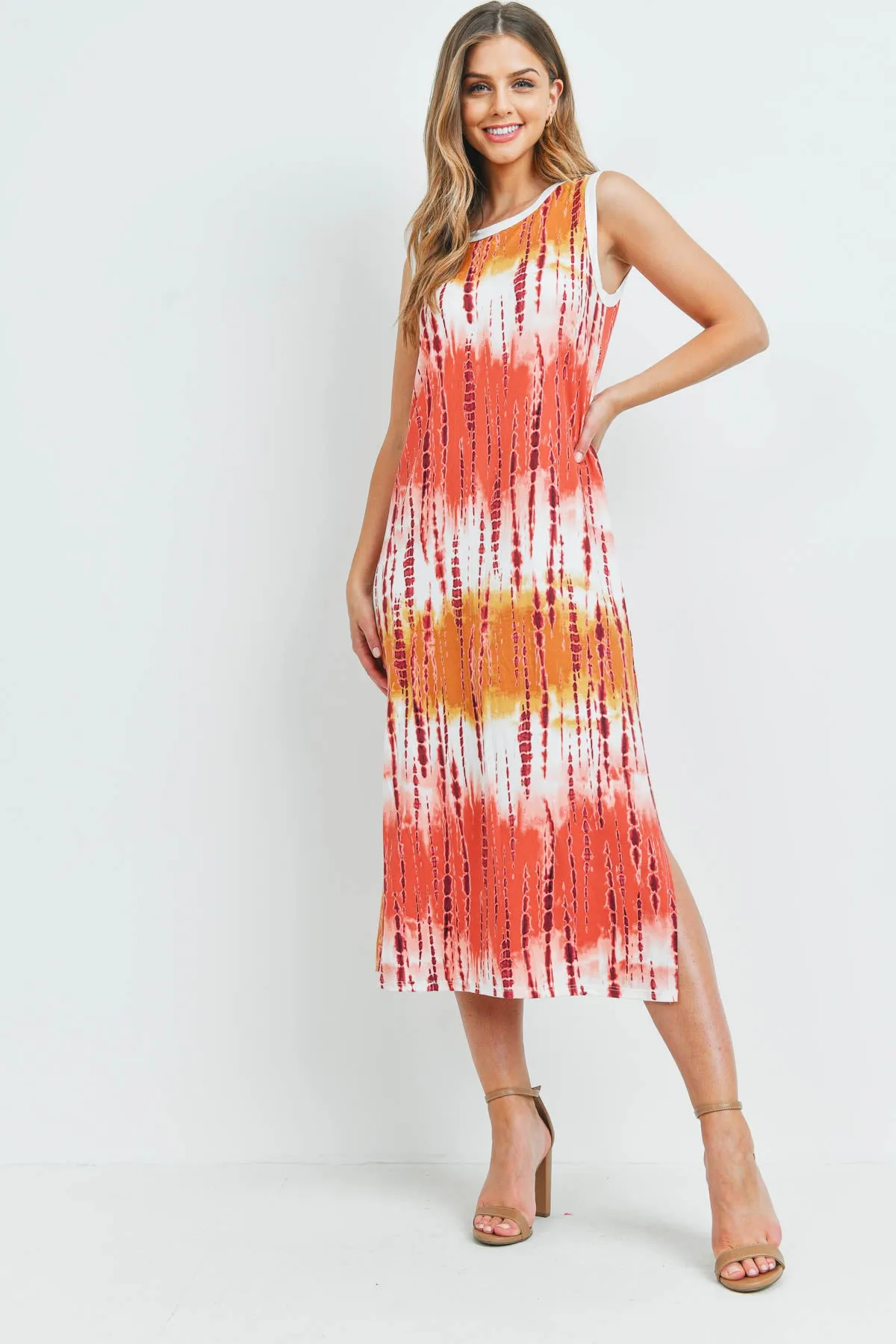 Tie Dye Tank Dress with Side Slit