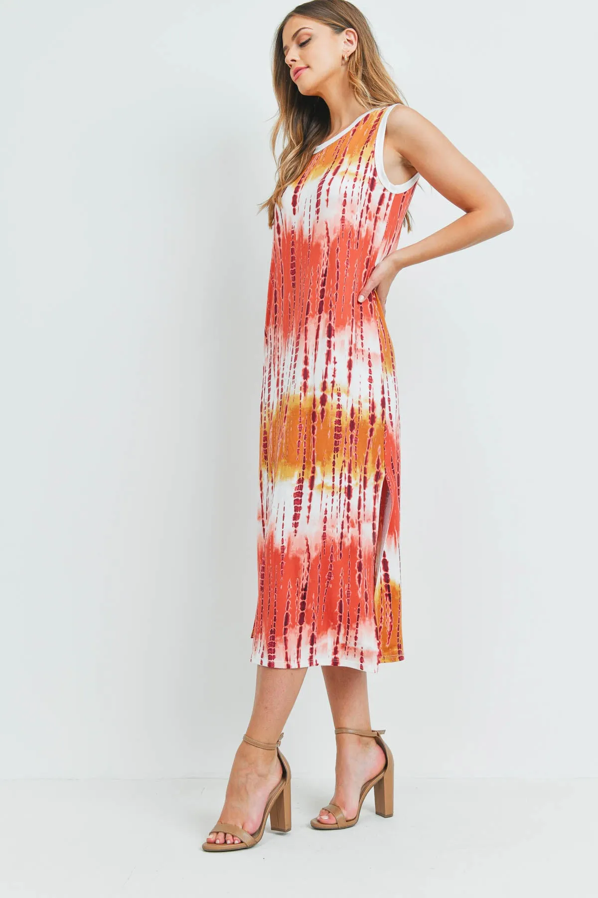 Tie Dye Tank Dress with Side Slit