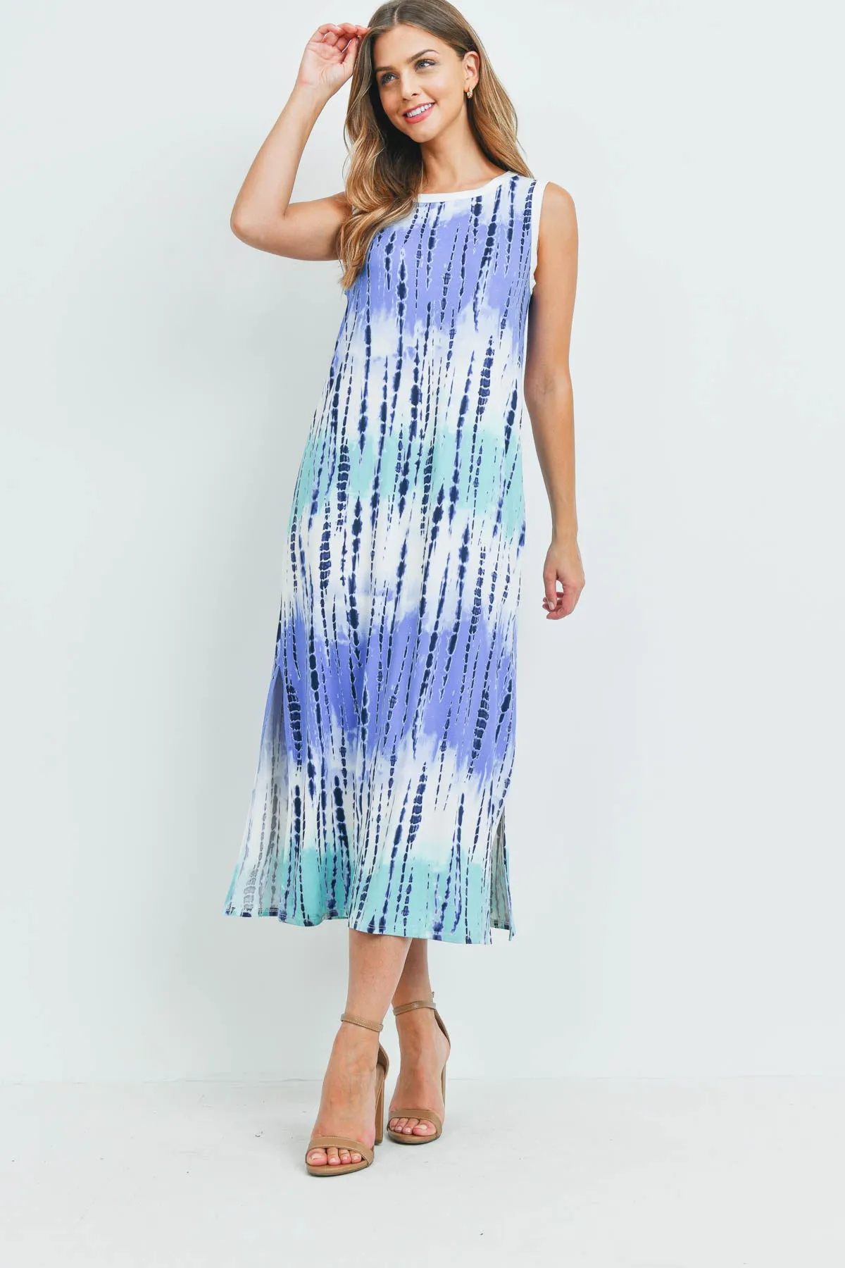 Tie Dye Tank Dress with Side Slit