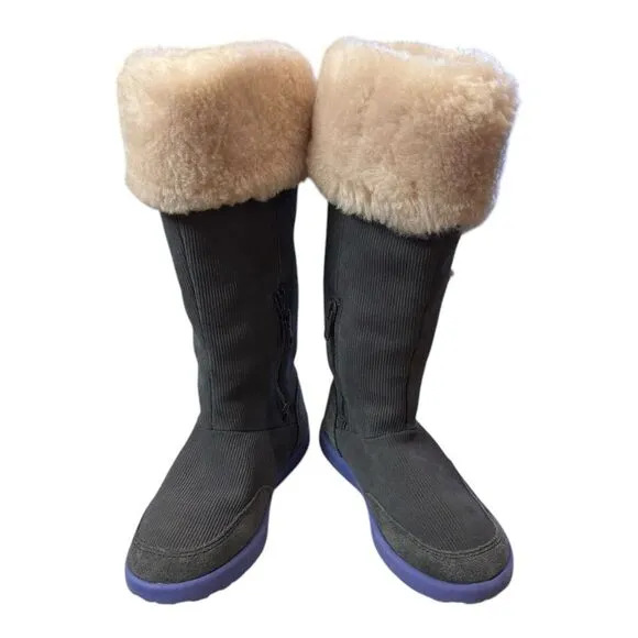 Ugg Heart Amber Kitten Gray Purple Corduroy Girls Youth Kids Winter Tall Boots 1