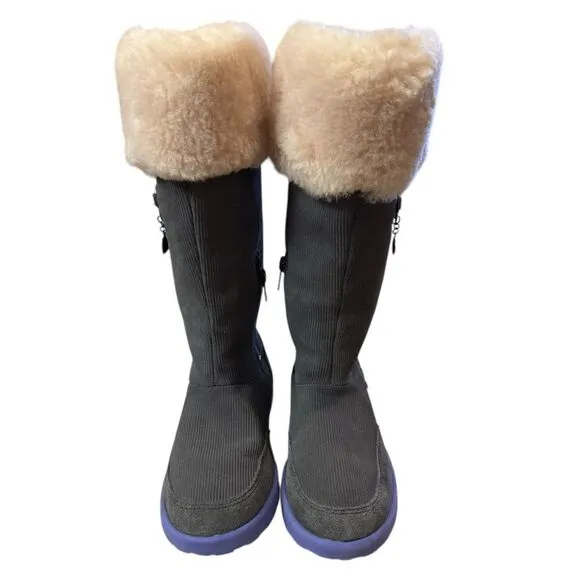Ugg Heart Amber Kitten Gray Purple Corduroy Girls Youth Kids Winter Tall Boots 1