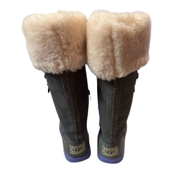 Ugg Heart Amber Kitten Gray Purple Corduroy Girls Youth Kids Winter Tall Boots 1