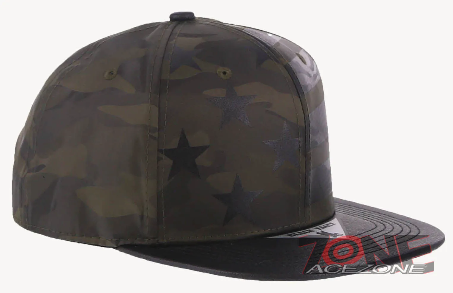 USA FLAG STAR FAUX LEATHER VISOR FLAT BILL BASEBALL CAP HAT CAMOUFLAGE OLIVE