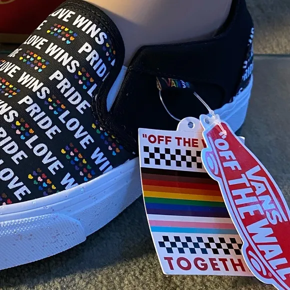 VANS ASHER PRIDE SLIP-ON CANVAS SNEAKERS