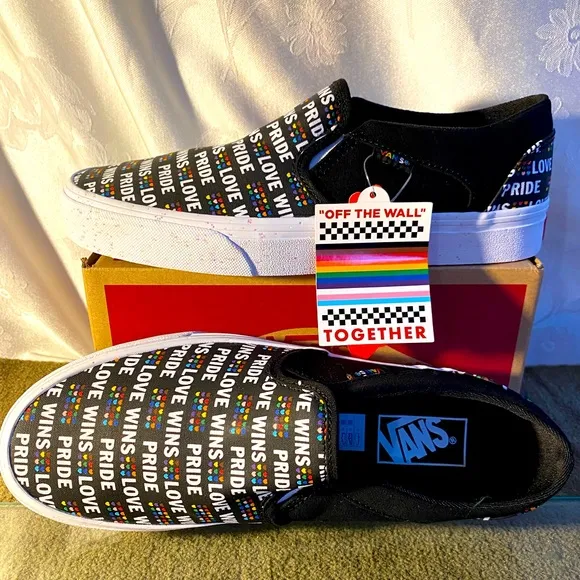 VANS ASHER PRIDE SLIP-ON CANVAS SNEAKERS