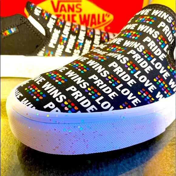 VANS ASHER PRIDE SLIP-ON CANVAS SNEAKERS