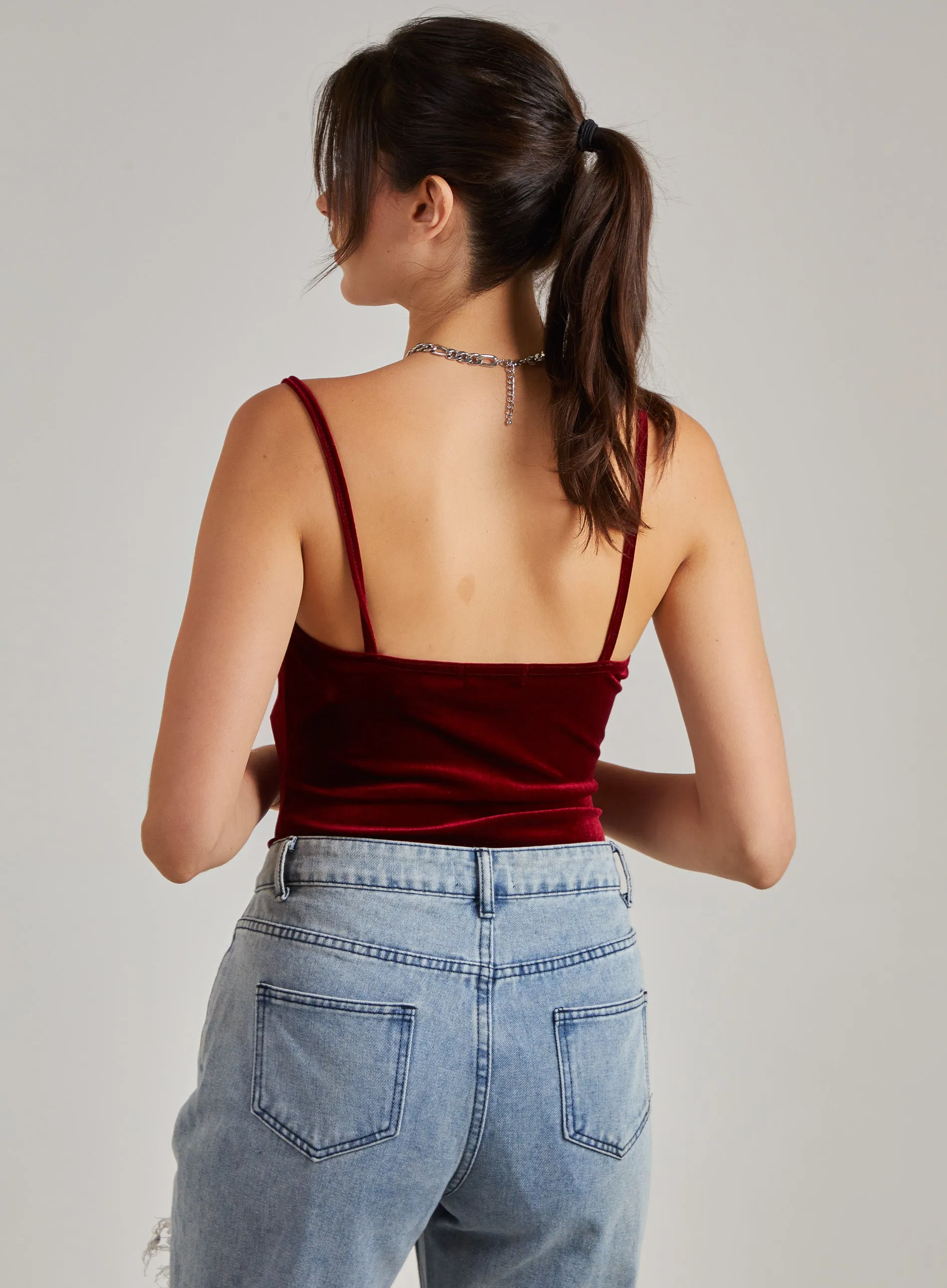 Velvet Cowl Neck Bodysuit